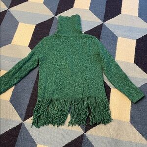 Zimmermann Emerald Green Turtleneck Sweater with Fringe